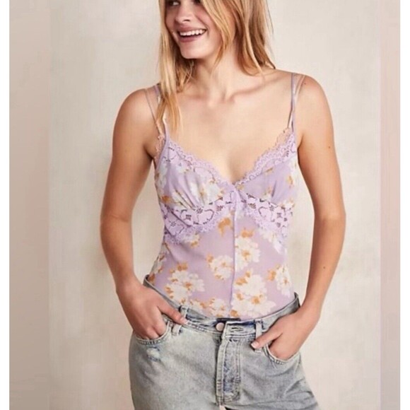 Free People Intimately Monday Morning Bodysuit In Lilac Combo Sz XS New W/O Tag - Picture 4 of 11